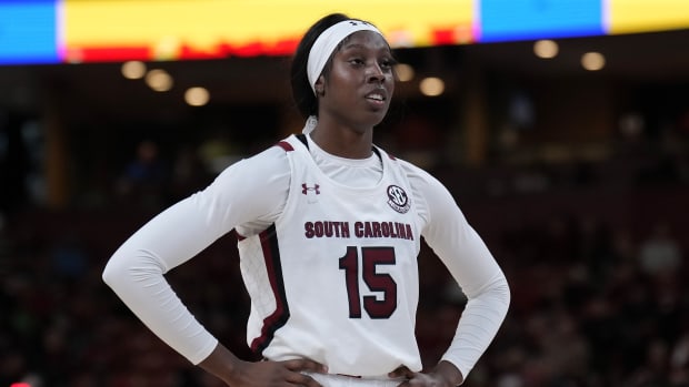 South Carolina Gamecocks forward Laeticia Amihere waits for a foul shot.
